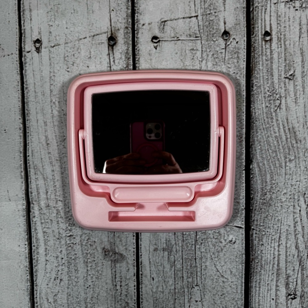 Vintage Mary Kay Pink Travel‎ 2-Sided /Magnify Mirror Make-up Tray